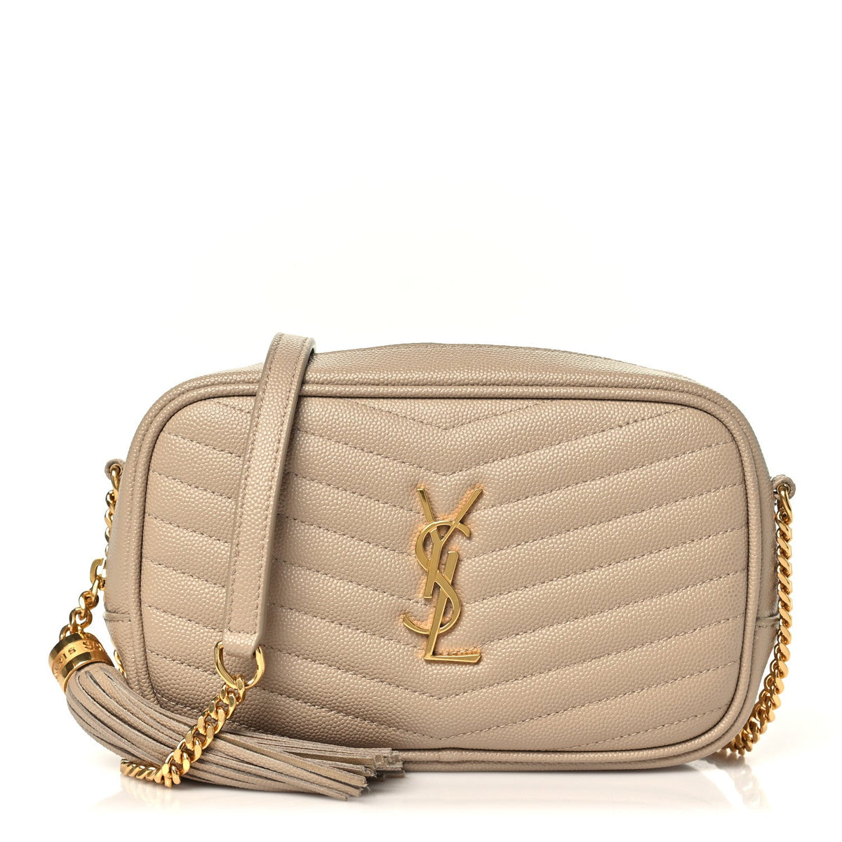 Grain De Poudre Matelasse Monogram Mini Lou Camera Bag Dark Beige