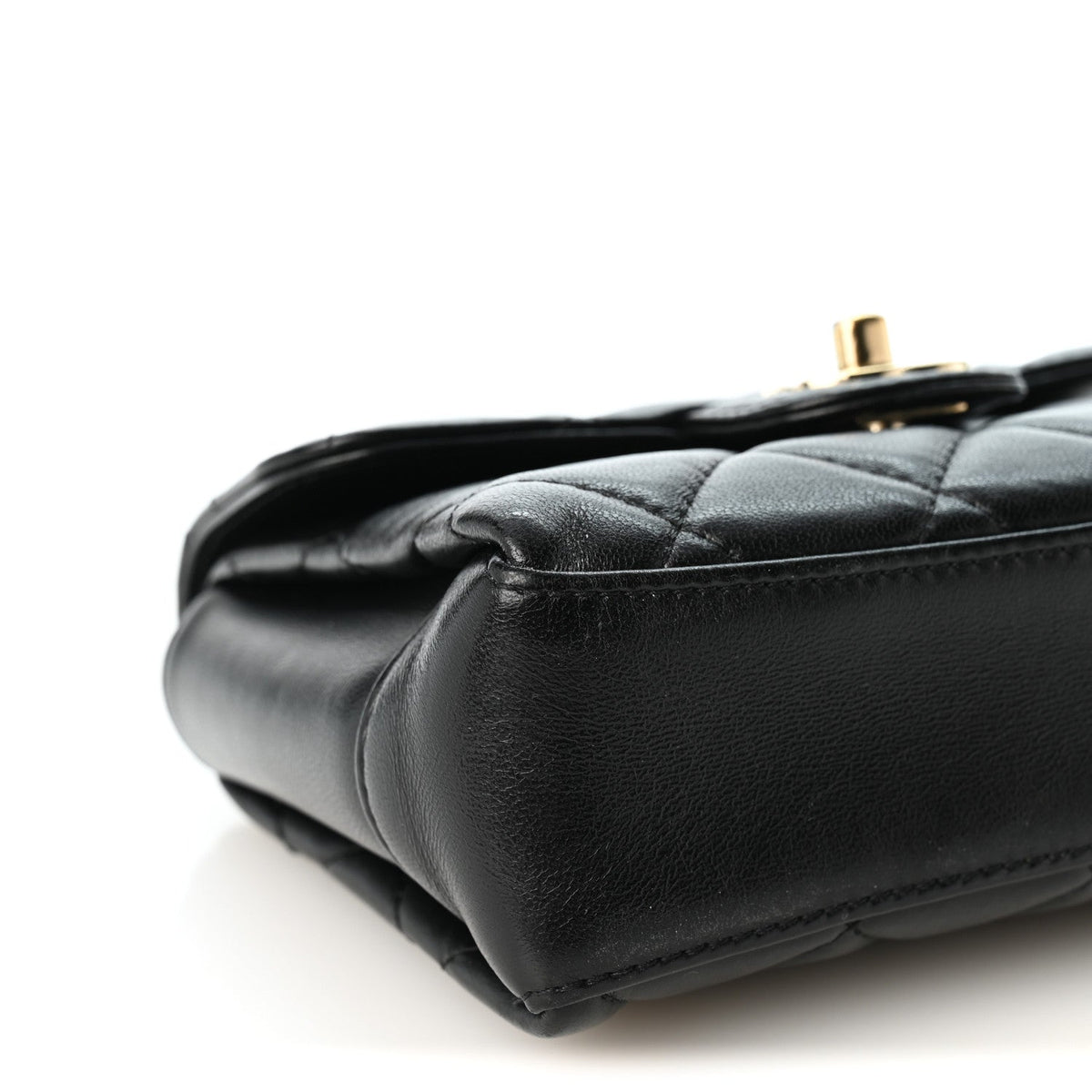 Lambskin Quilted Mini Top Handle Square Flap Black
