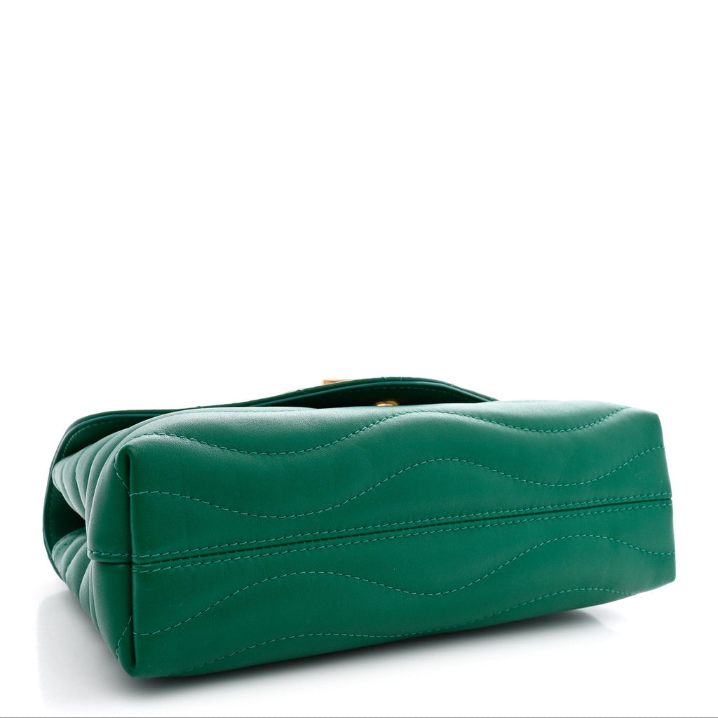 Calfskin New Wave Chain Bag MM NM Emerald
