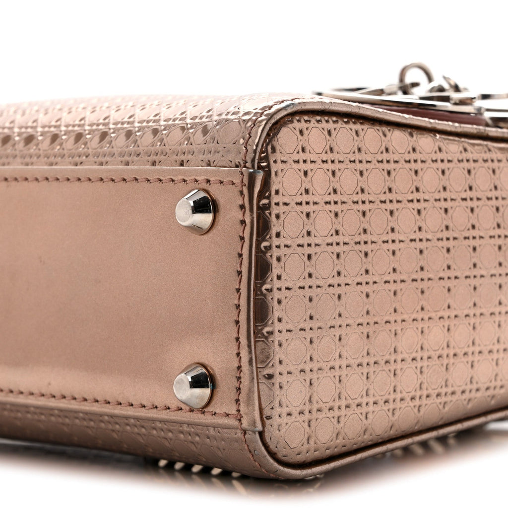 Metallic Patent Micro-Cannage Mini Lady Dior Hyper Pink