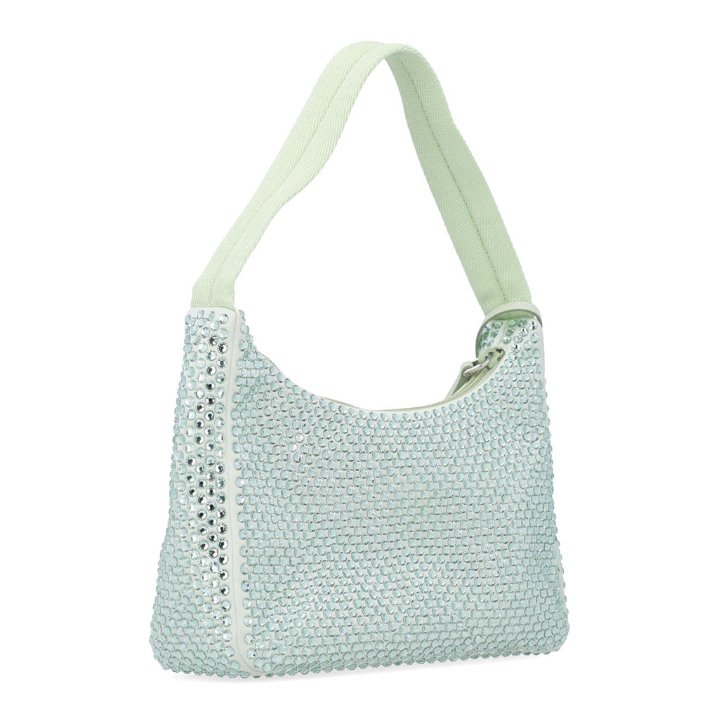Satin Crystal Mini Re-Edition 2000 Bag Acqua