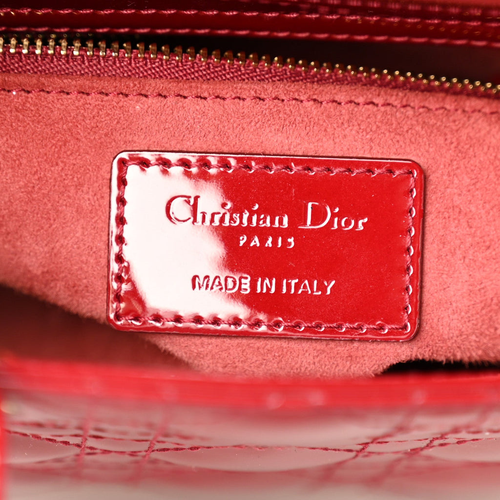 Patent Cannage Small My ABCDior Lady Dior Cherry Red