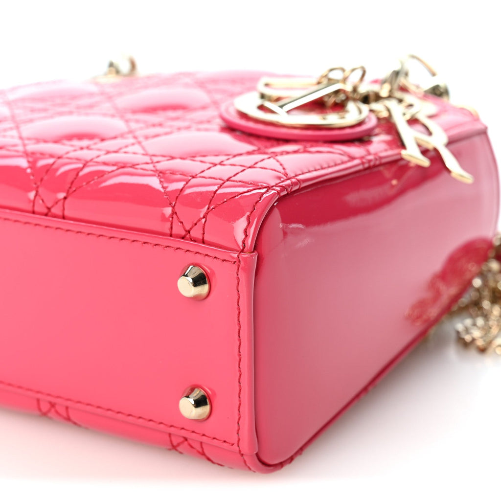 Patent Cannage Mini Lady Dior Pink