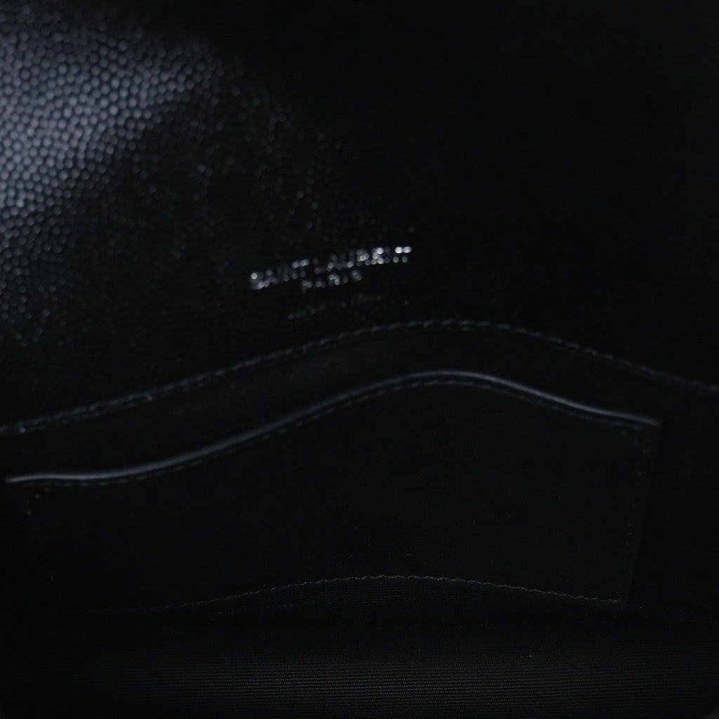 Grain De Poudre Matelasse Chevron Monogram Envelope Chain Wallet Black
