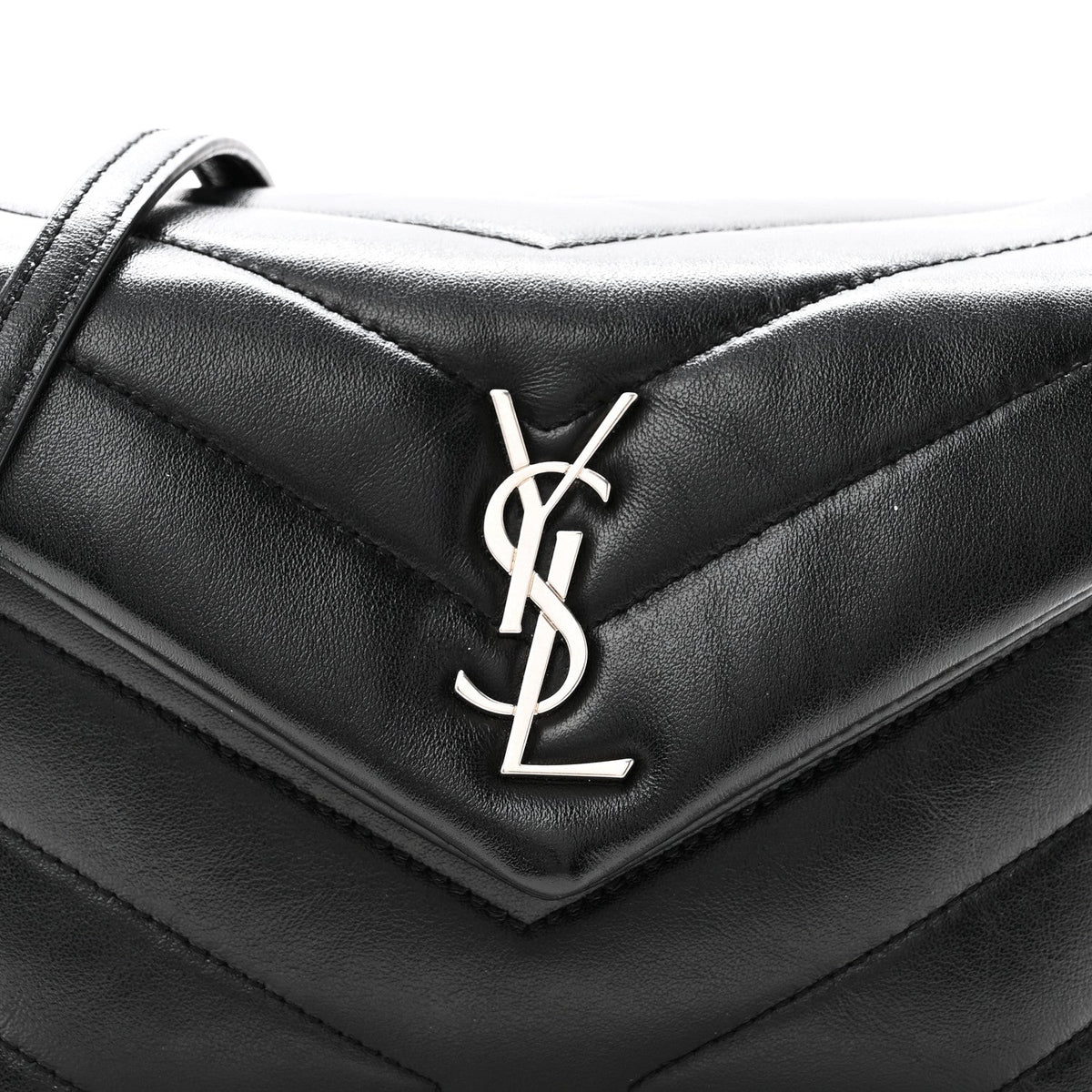 Calfskin Y Quilted Monogram Toy Loulou Crossbody Bag Black