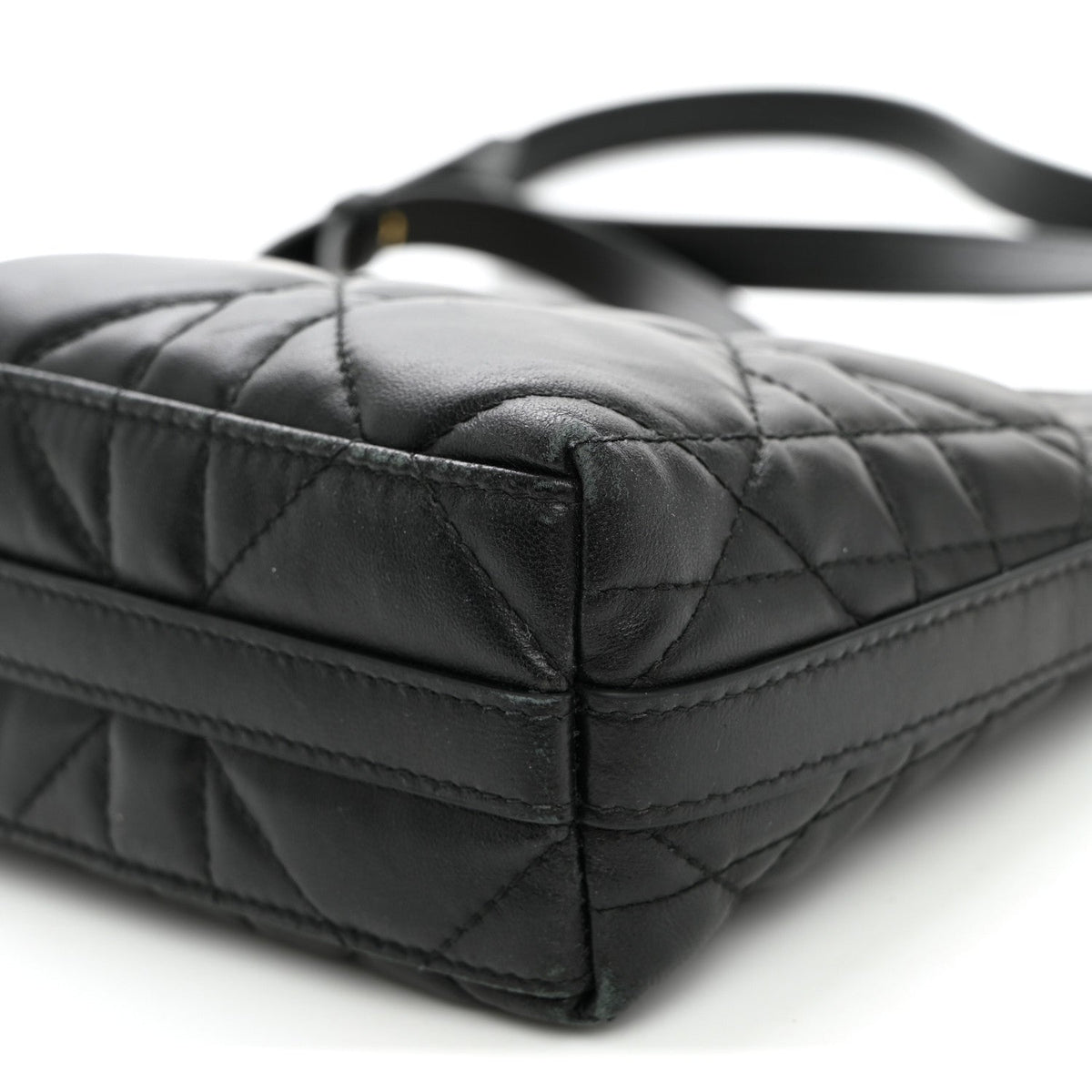 Calfskin Macrocannage Miss Caro Diorling Mini Bag with Chain Black