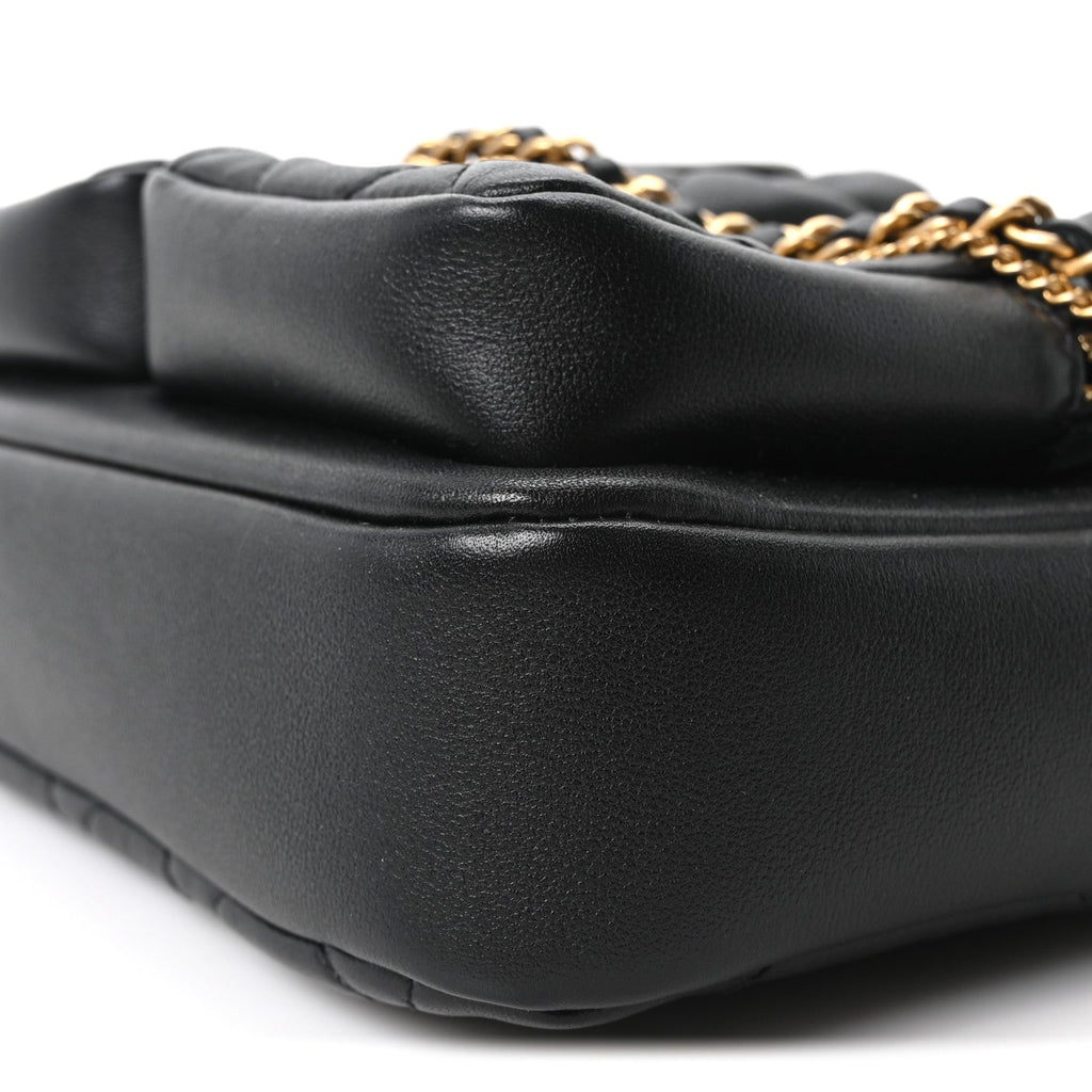 Calfskin Quilted Large Camera Case Black