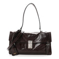 Glossy Calfskin Medium Sound Shoulder Bag Dark Brown