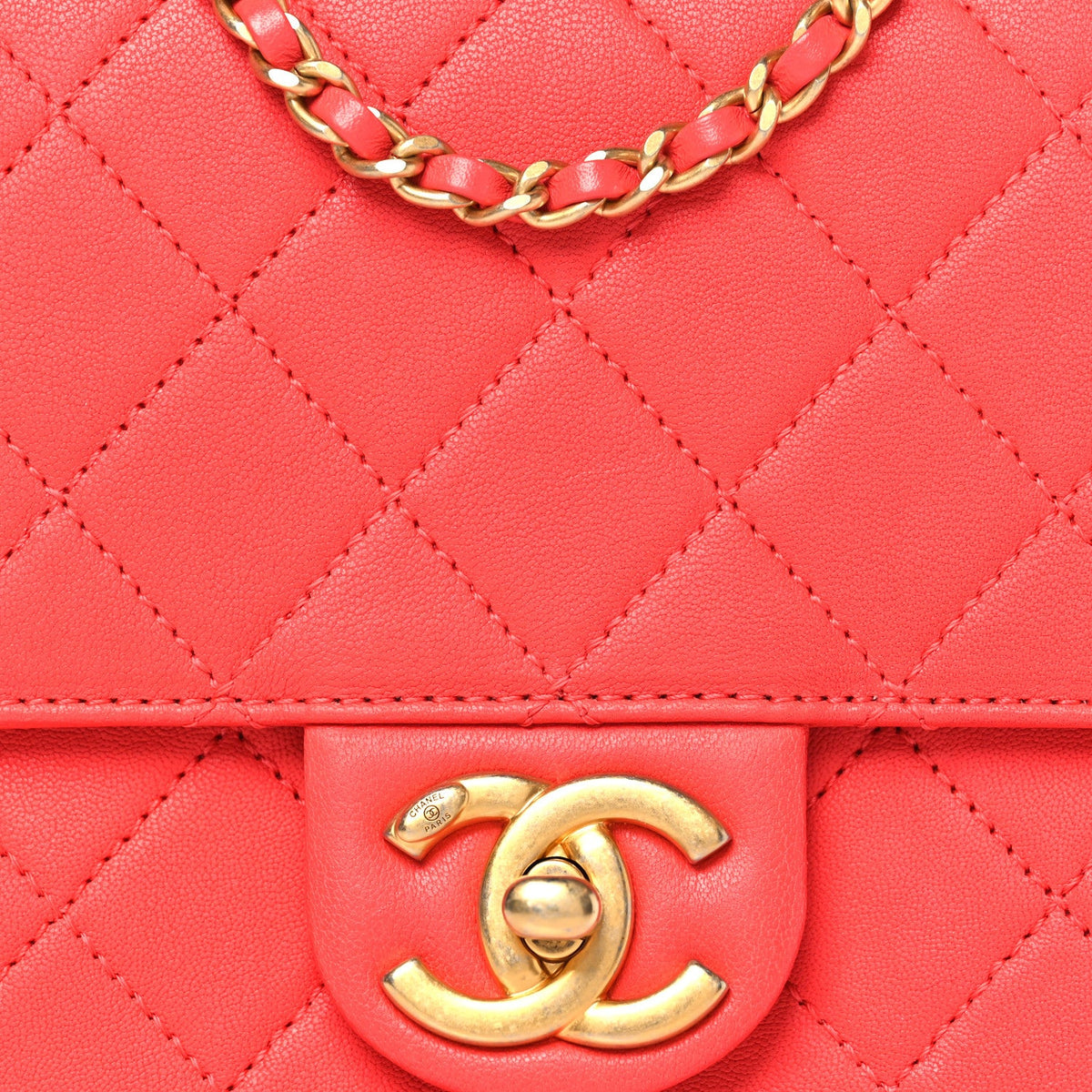Goatskin Quilted Chic Pearls Flap Dark Pink