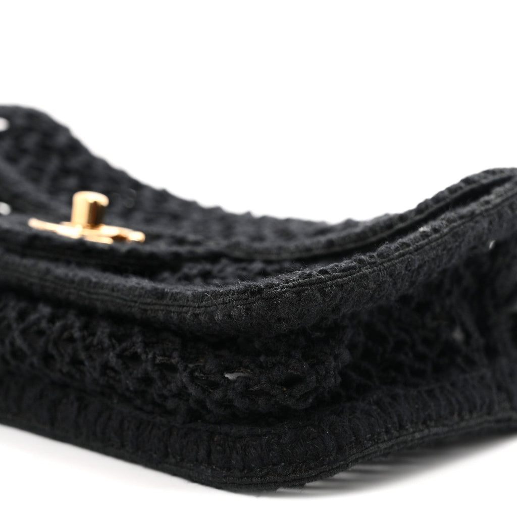 Mesh Macrame Small Flap Bag Black