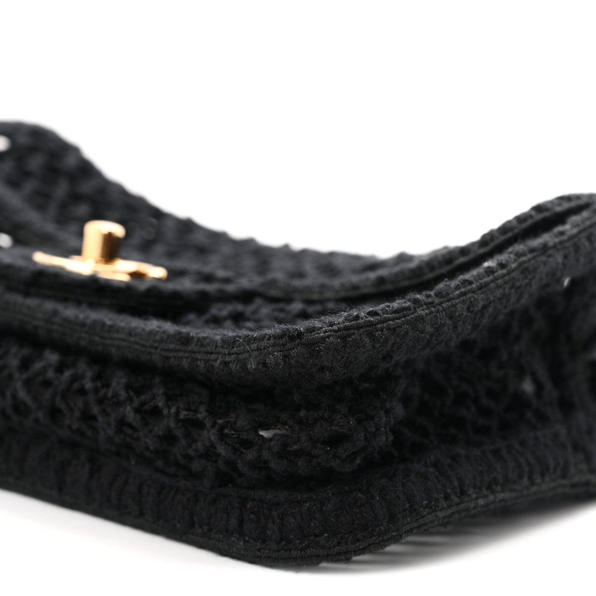 Mesh Macrame Small Flap Bag Black