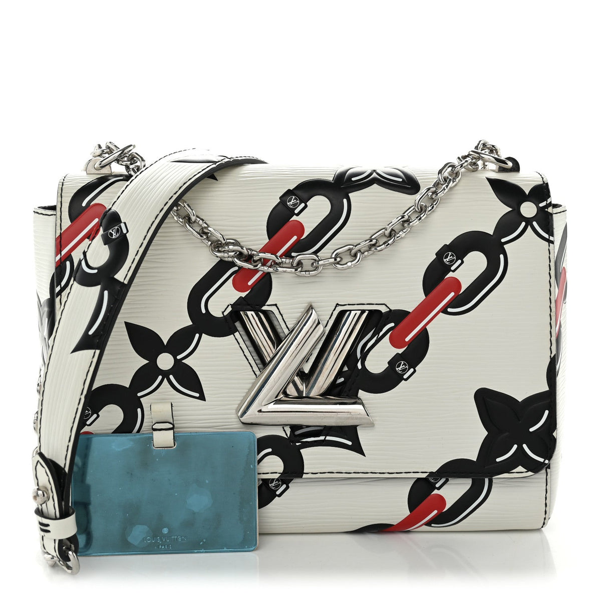 Epi Chain Flower Twist Shoulder Bag MM White