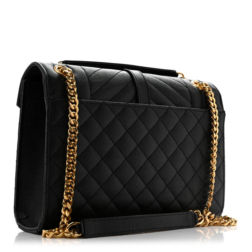 Grain De Poudre Textured Mixed Matelasse Triquilt Medium Monogram Satchel Black