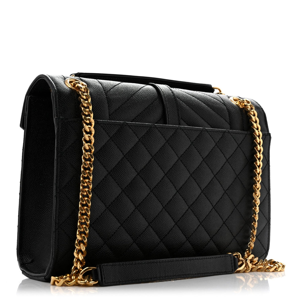 Grain De Poudre Textured Mixed Matelasse Triquilt Medium Monogram Satchel Black