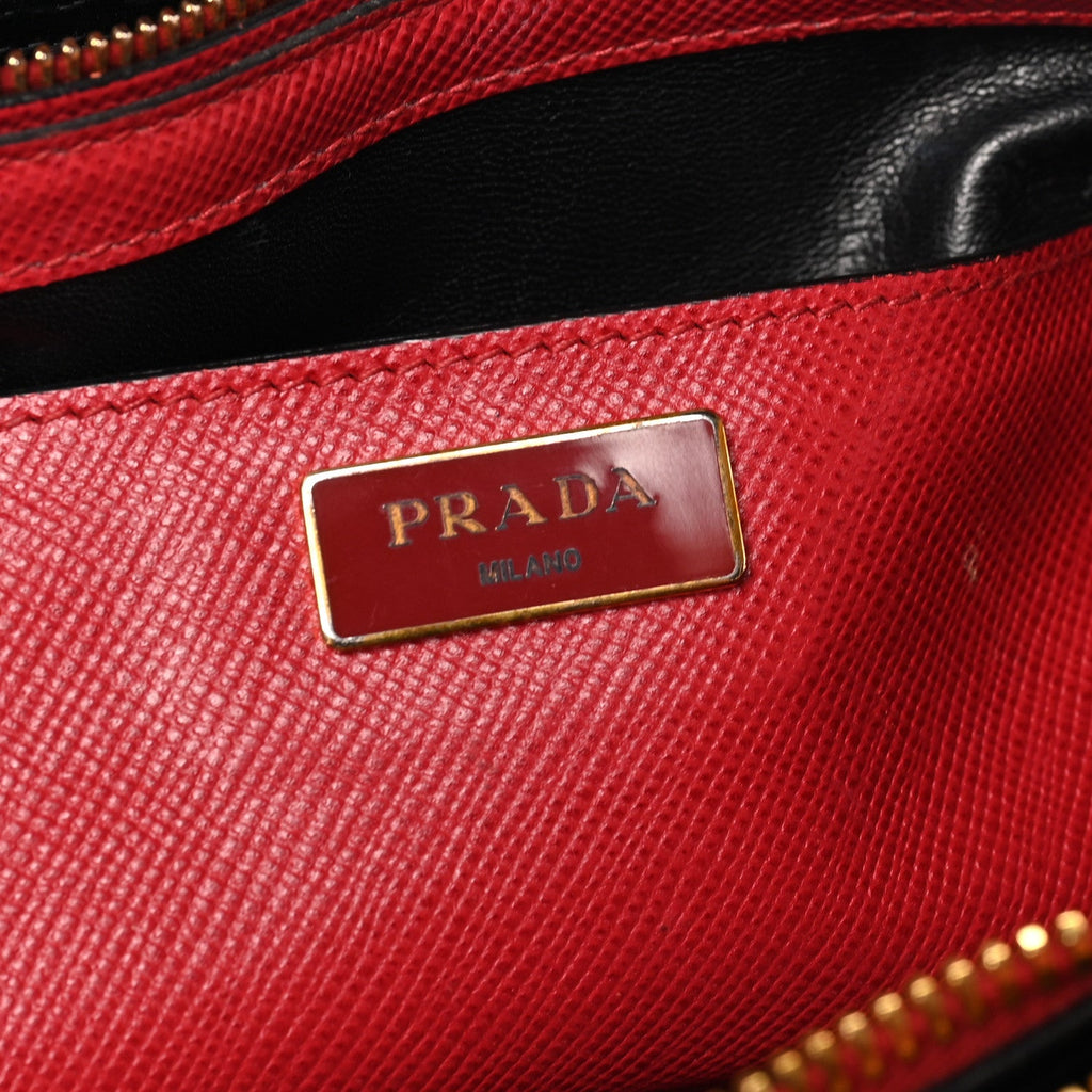 Saffiano Studded Bijou Tote Red