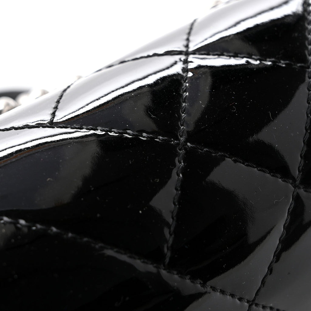 Patent Chevron Quilted New Medium Boy Flap Black