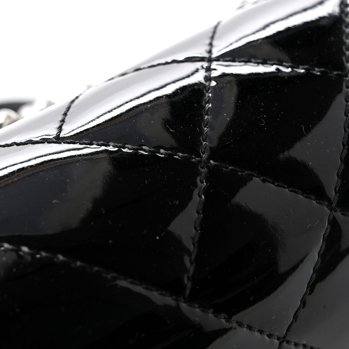 Patent Chevron Quilted New Medium Boy Flap Black