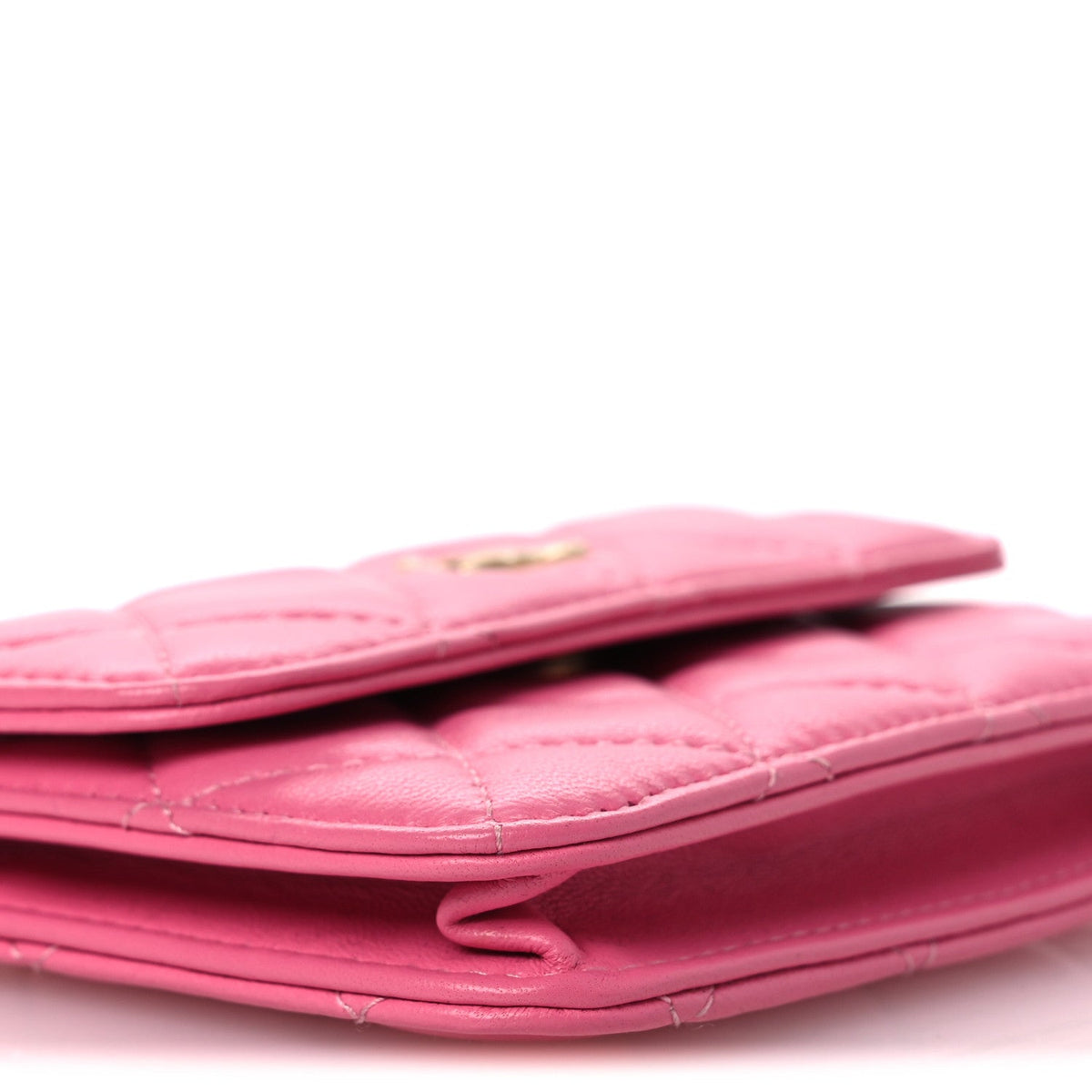 Lambskin Quilted Pearl Crush Clutch With Chain Pink