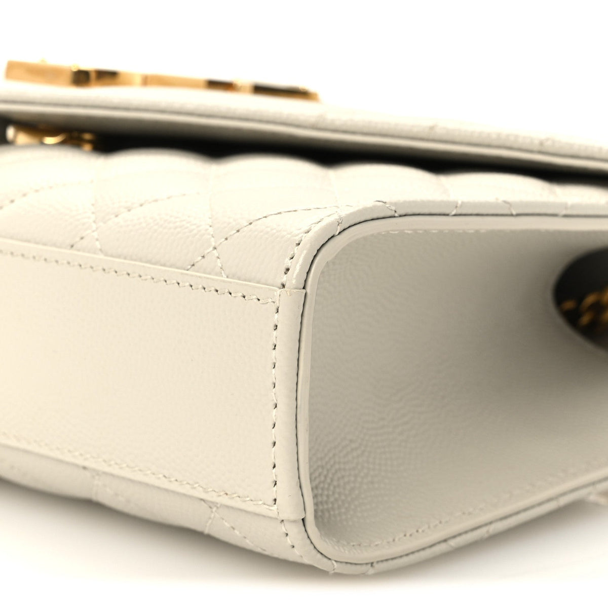Grain De Poudre Textured Mixed Matelasse Triquilt Small Monogram Satchel Crema Soft