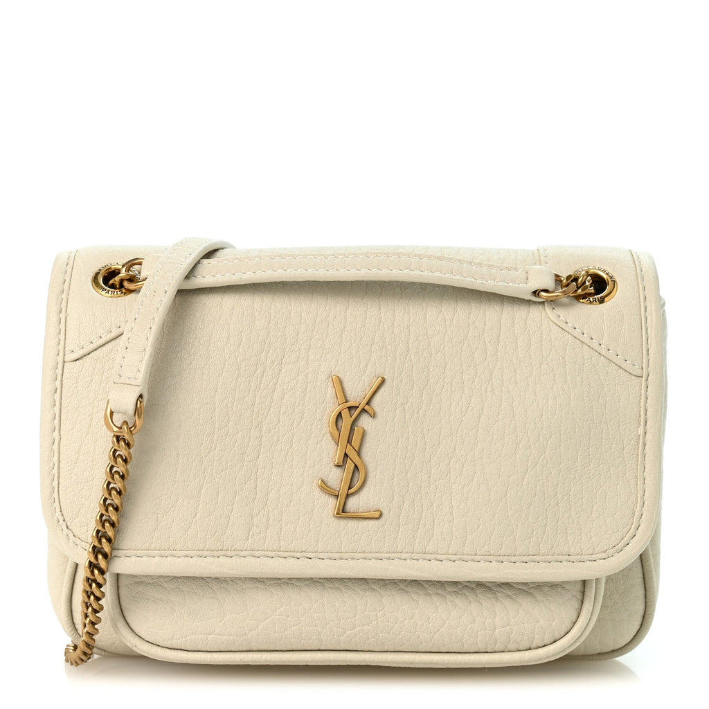 Grained Lambskin Monogram Mini Niki Chain Satchel Crema Soft