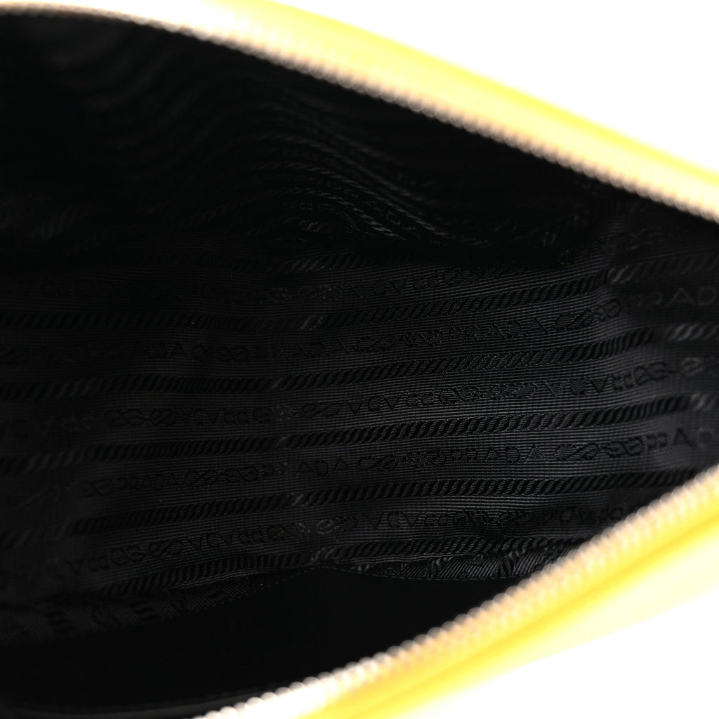 Saffiano Cuir Logo Embossed Triangle Shoulder Bag Sole