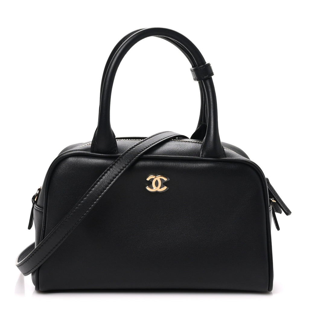 Calfskin Small Perfect Bowling Bag Black
