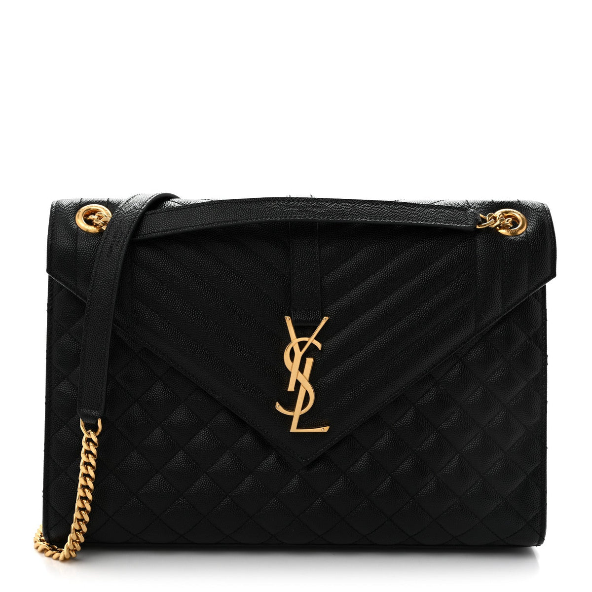 Grain De Poudre Textured Mixed Matelasse Large Triquilt Monogram Satchel Black