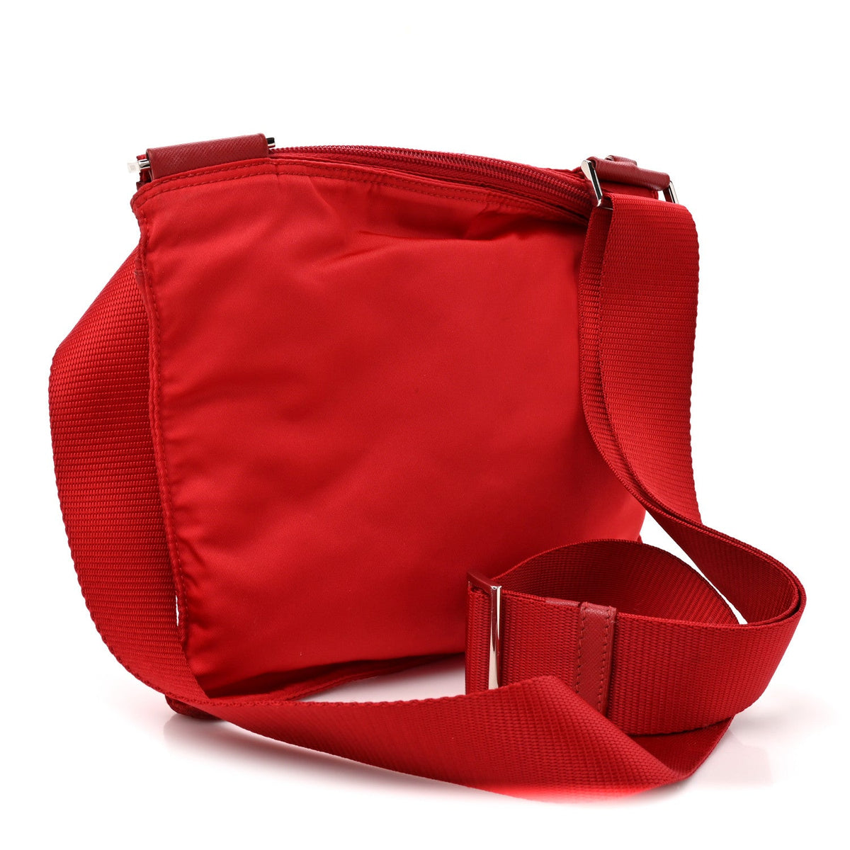 Nylon Vela Saffiano Flat Messenger Bag Rosso