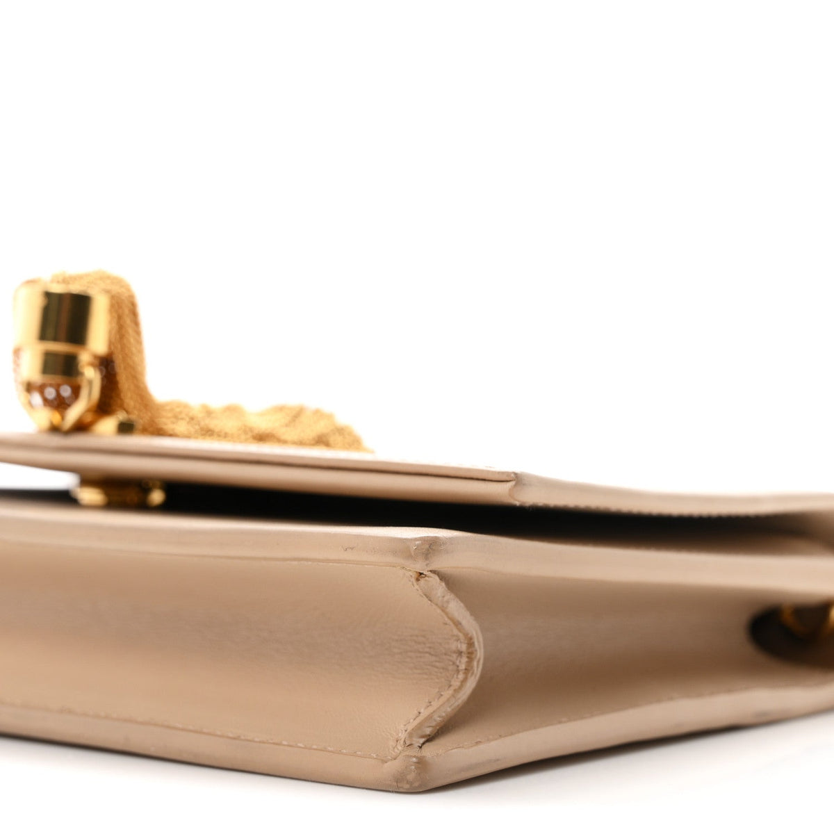 Smooth Calfskin Classic Monogram Kate Tassel Chain Wallet Nude Powder