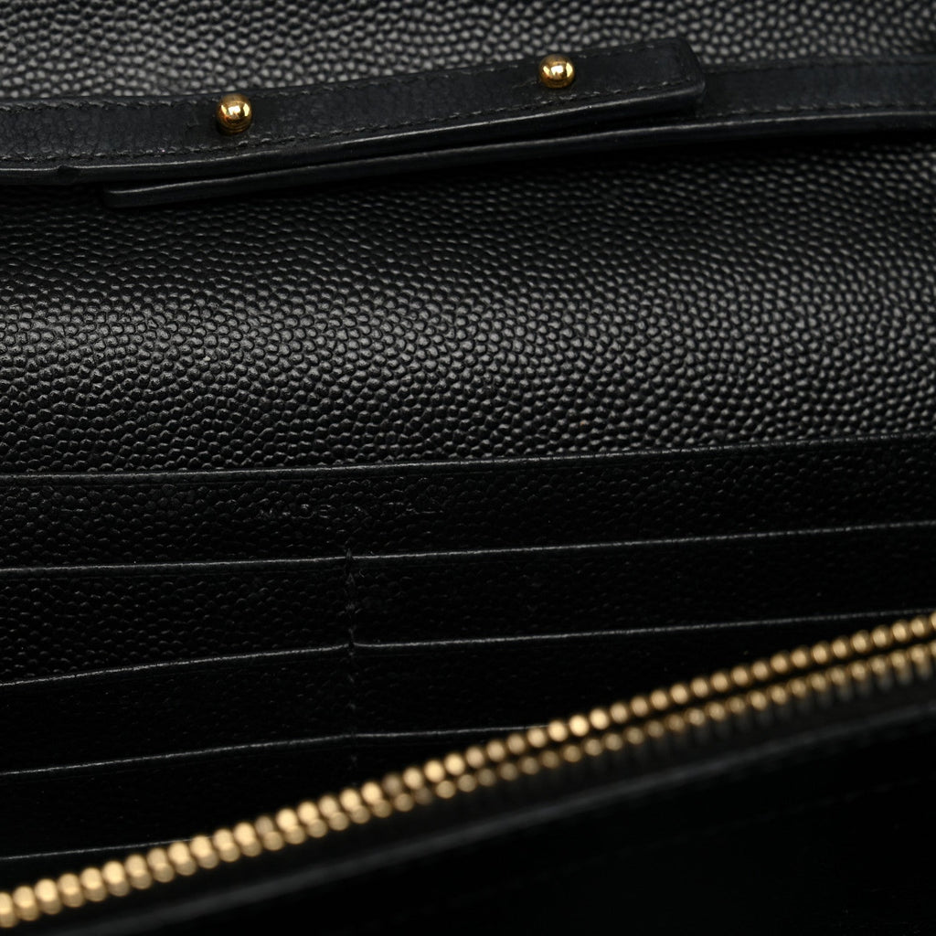 Grain De Poudre Matelasse Chevron Monogram Chain Wallet Black