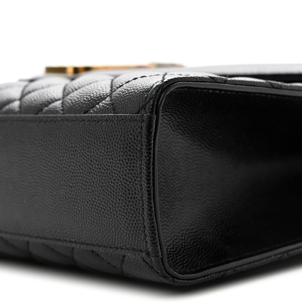Grain De Poudre Textured Mixed Matelasse Large Triquilt Monogram Satchel Black