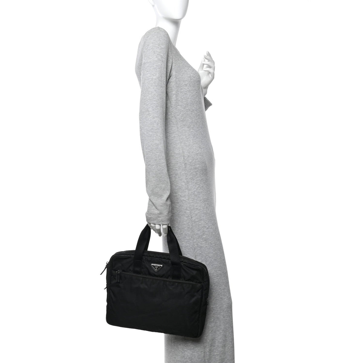Saffiano Tessuto Nylon Small Briefcase Black