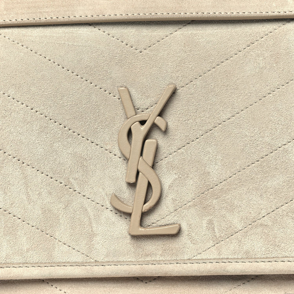 Suede Monogram Medium Niki Chain Satchel Light Beige