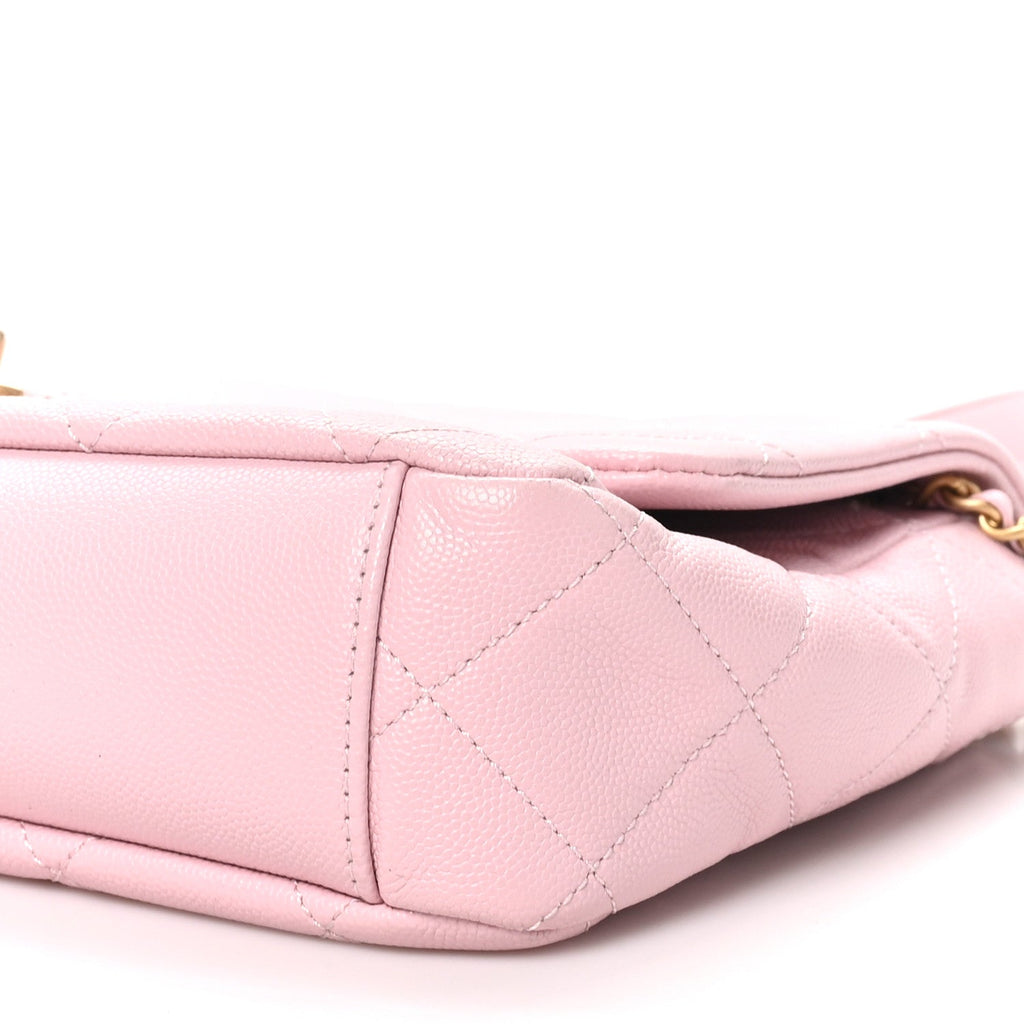 Caviar Quilted Medium Chain Flap  Light Pink