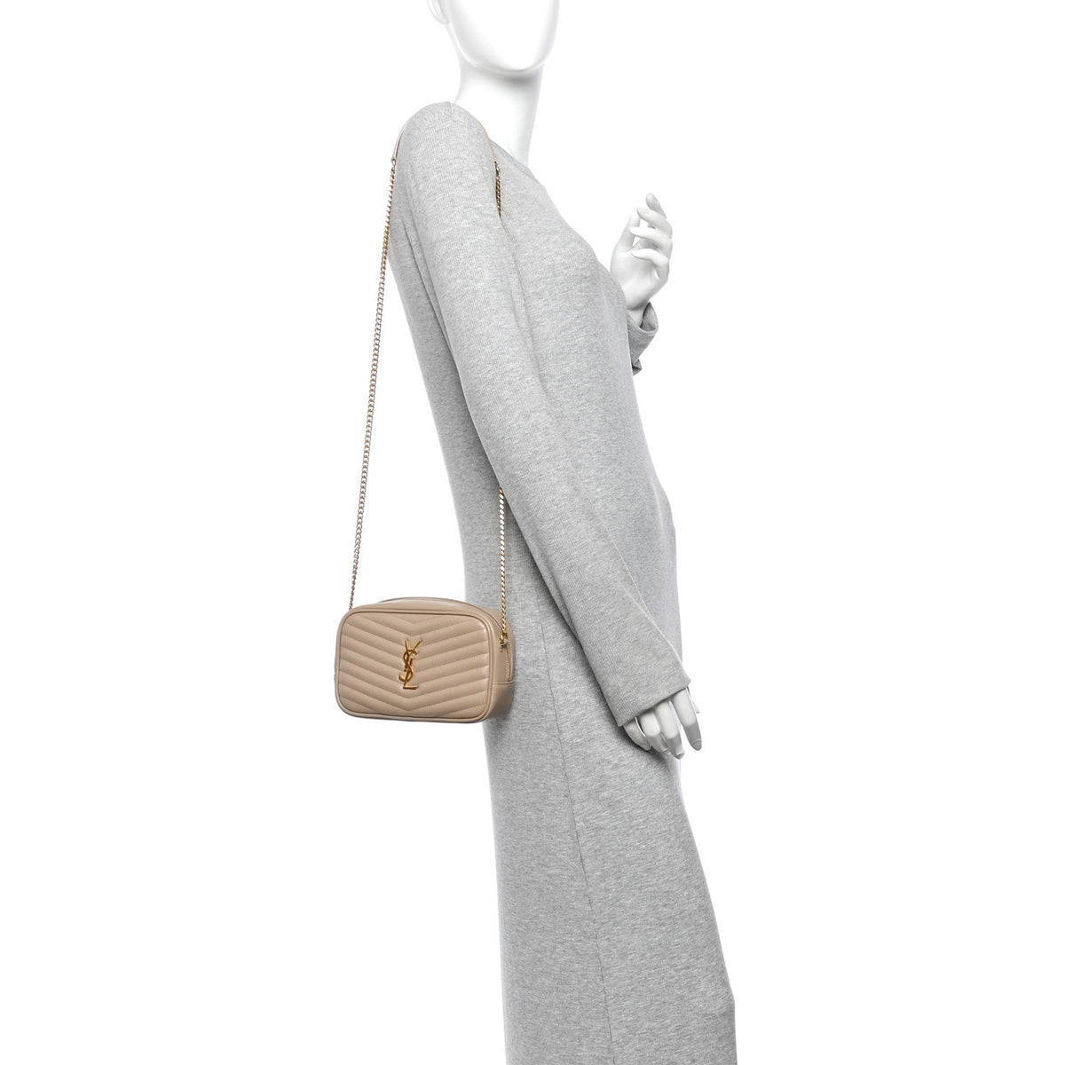 Calfskin Matelasse Monogram Mini Lou Camera Bag Dark Beige