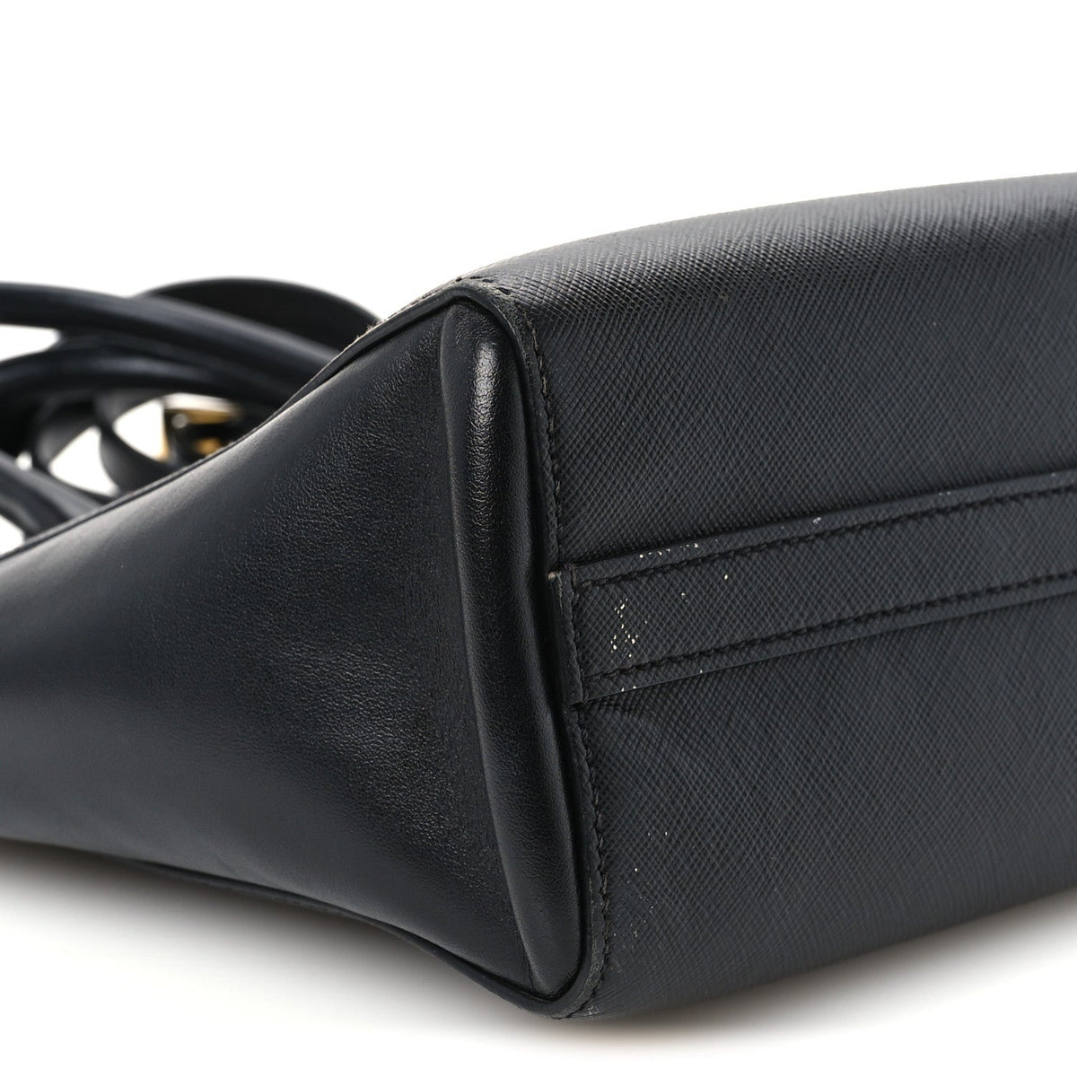 Saffiano Soft Calfskin Small Zippered Tote Black