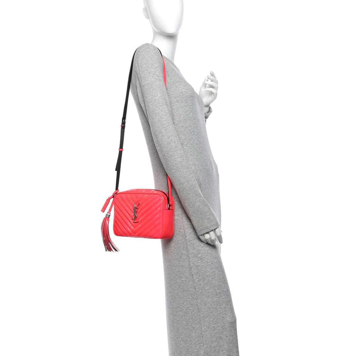 Patent Calfskin Matelasse Monogram Lou Camera Bag Neon Pink