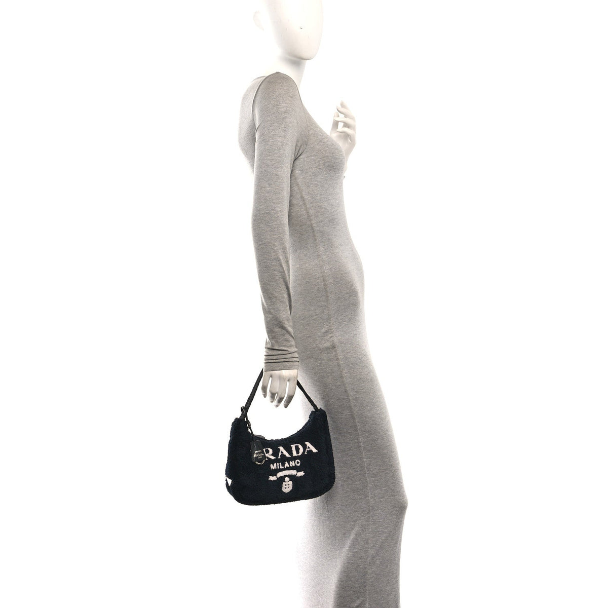 Terry Cloth Mini Re-Edition 2000 Bag Black White