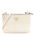 Vitello Phenix Double Zip Crossbody Bag White