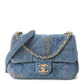 Denim Quilted Mini Denim Mood Rectangular Flap Blue Multicolor