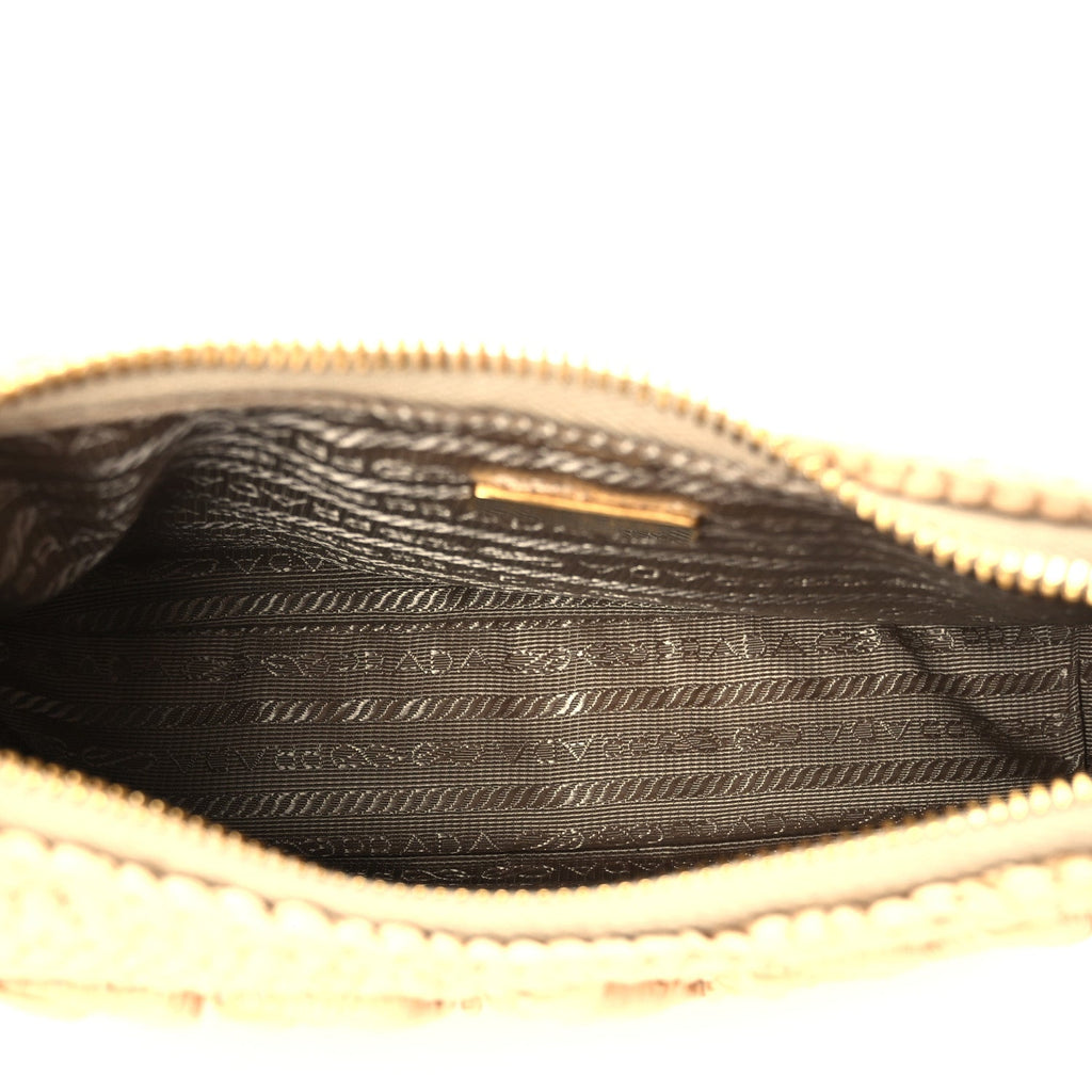 Yarn Raffia Effect Crochet Mini Re-Edition 2000 Shoulder Bag Naturale