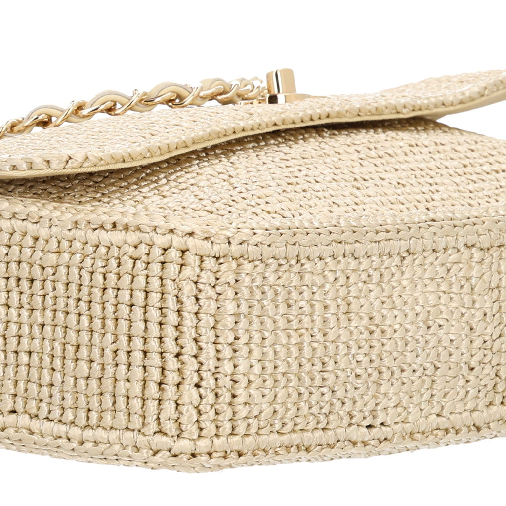 Braided Raffia Small Coco Beach Flap Beige