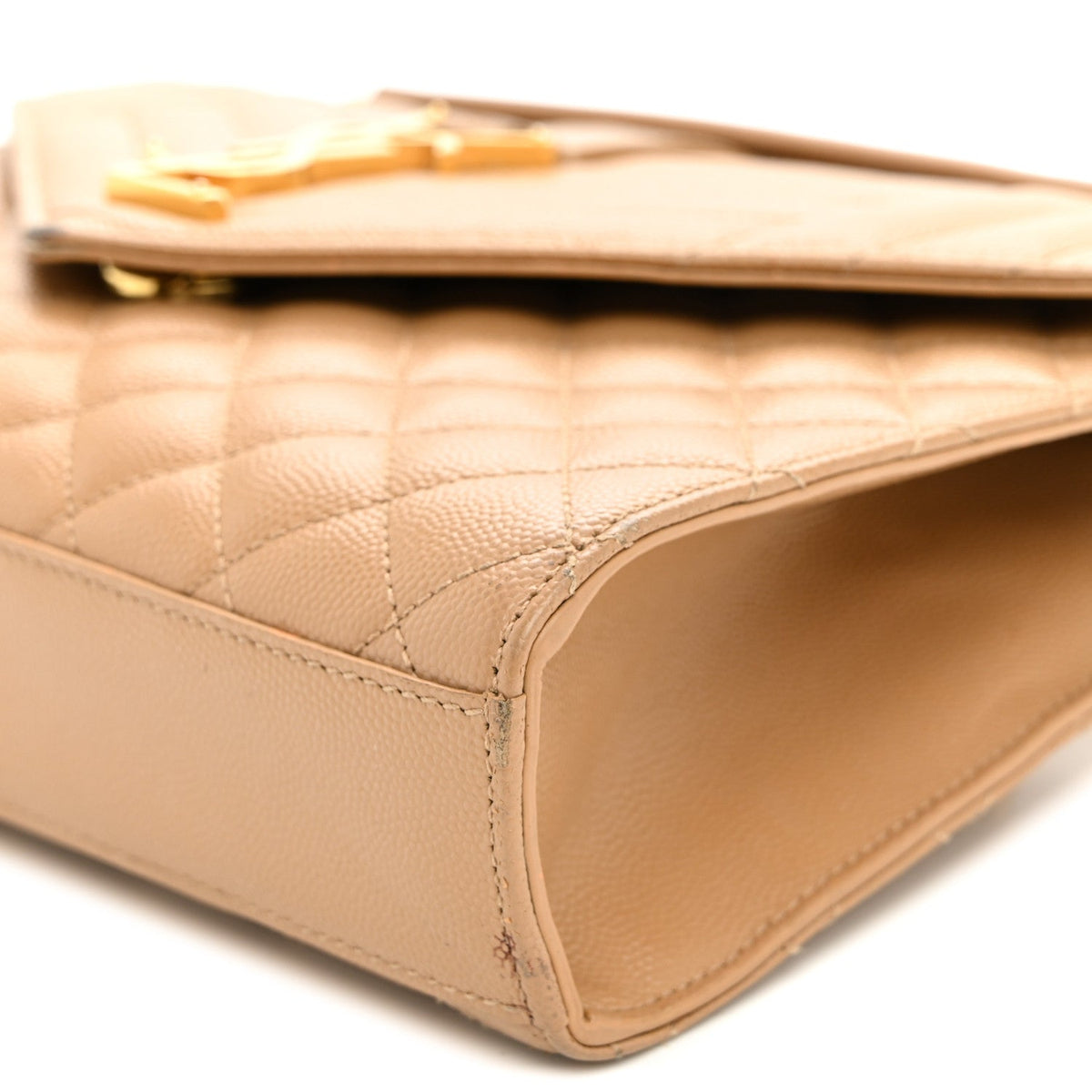 Grain De Poudre Textured Mixed Matelasse Medium Triquilt Monogram Satchel Dark Beige