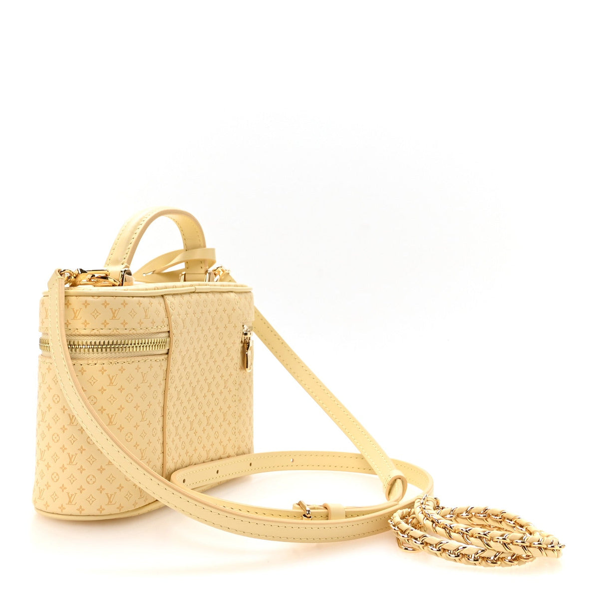 Calfskin Minigram Vanity Chain Pouch Banana