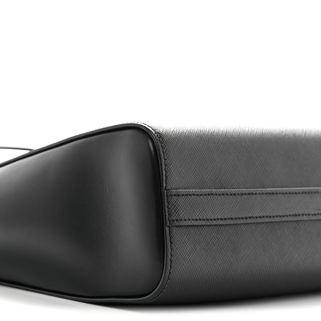 Saffiano Soft Calfskin Small Zippered Tote Black