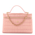 Calfskin Crocodile Embossed Crococo Exoticoco Vanity With Chain Light Pink