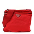 Nylon Vela Saffiano Flat Messenger Bag Rosso