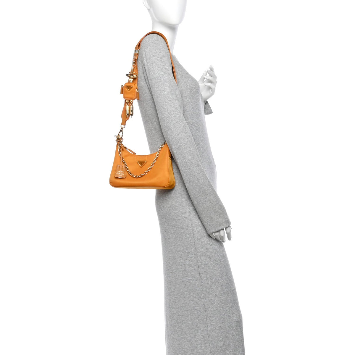 Nylon Saffiano Re-Edition 2005 Shoulder Bag Amber
