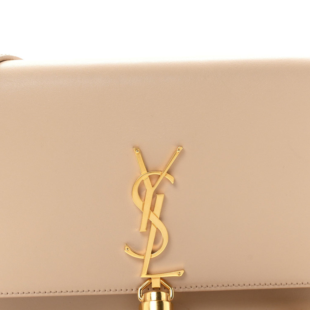 Smooth Calfskin Classic Monogram Kate Tassel Chain Wallet Nude Powder