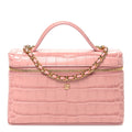 Calfskin Crocodile Embossed Crococo Exoticoco Vanity With Chain Light Pink
